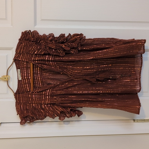 Ulla Johnson Tops - Ulla Johnson Cora Mahogany Metallic Flutter Sleeve Top Size 6